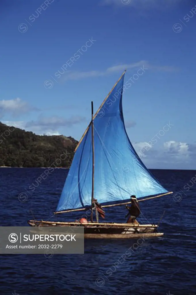 Sailboat in the sea, Milne Bay, Papua New Guinea