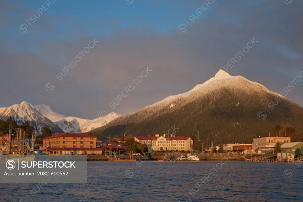 USA, Alaska, Sitka, Alaska Pioneers' Home and Arrowhead Peak