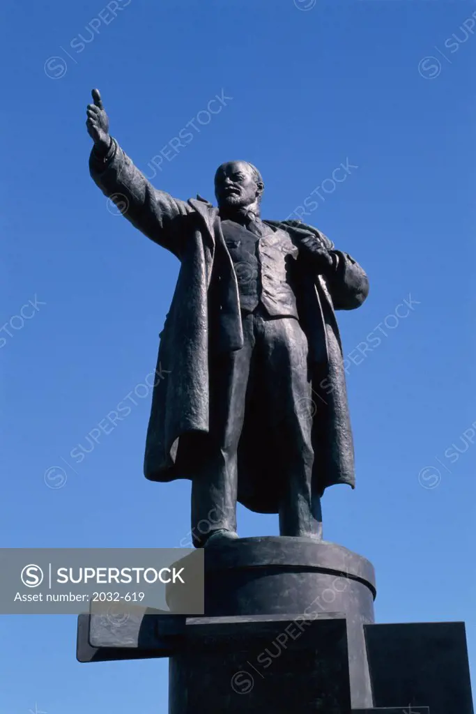 Low angle view of Lenin Statue, Finland Station, St. Petersburg, Russia