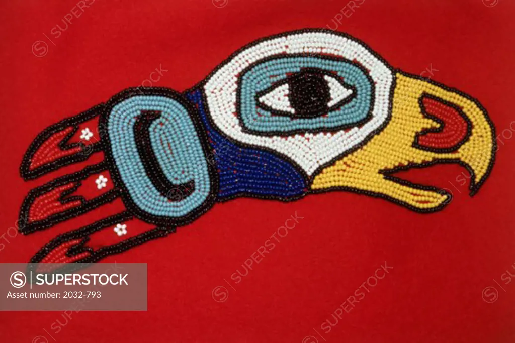 Eagle Motif Beadwork on a Tlingit Ceremonial Robe Sitka Alaska, USA