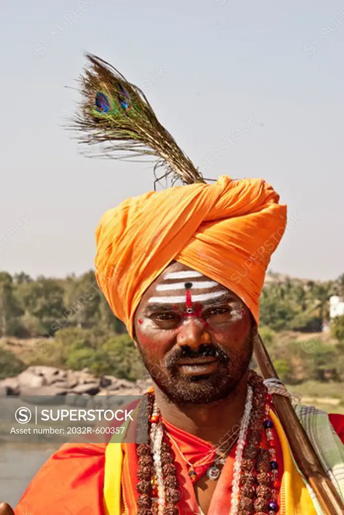 Portrait of a sadhu, Hampi, Karnataka, India