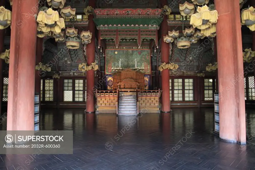 Interiors of throne room in a palace, Changdeokgung Palace, Seoul, South Korea