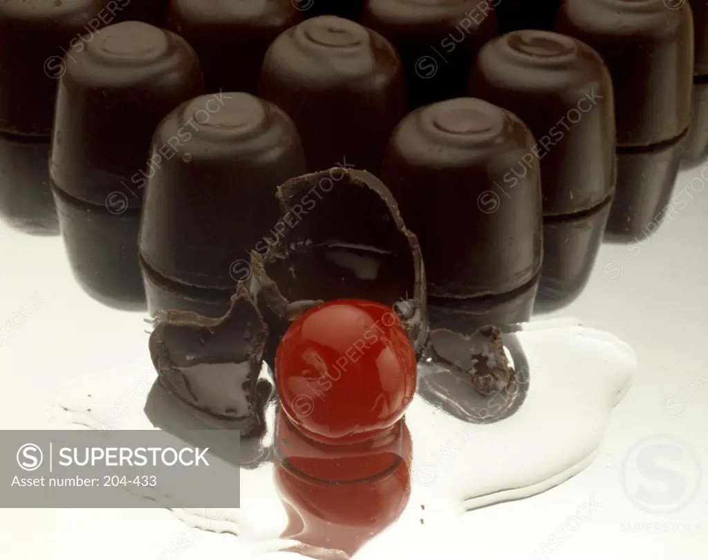 Close-up of chocolate covered cherries