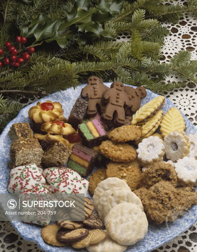 Close-up of cookies on a platter
