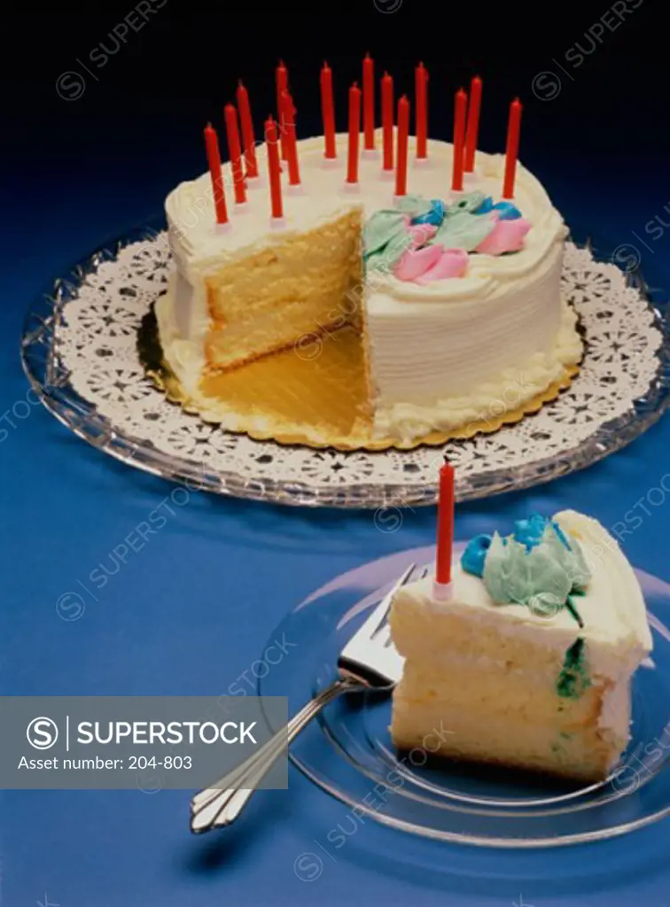 Close-up of candles on a birthday cake