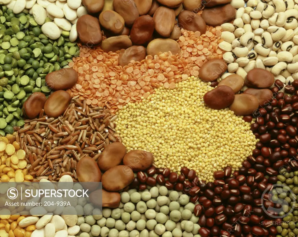 Close-up of assorted grains
