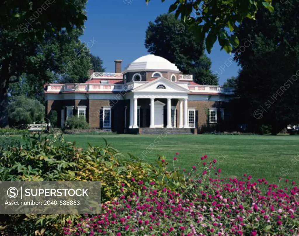 Facade of a house, Monticello, Home of Thomas Jefferson, Charlottesville, Virginia, USA