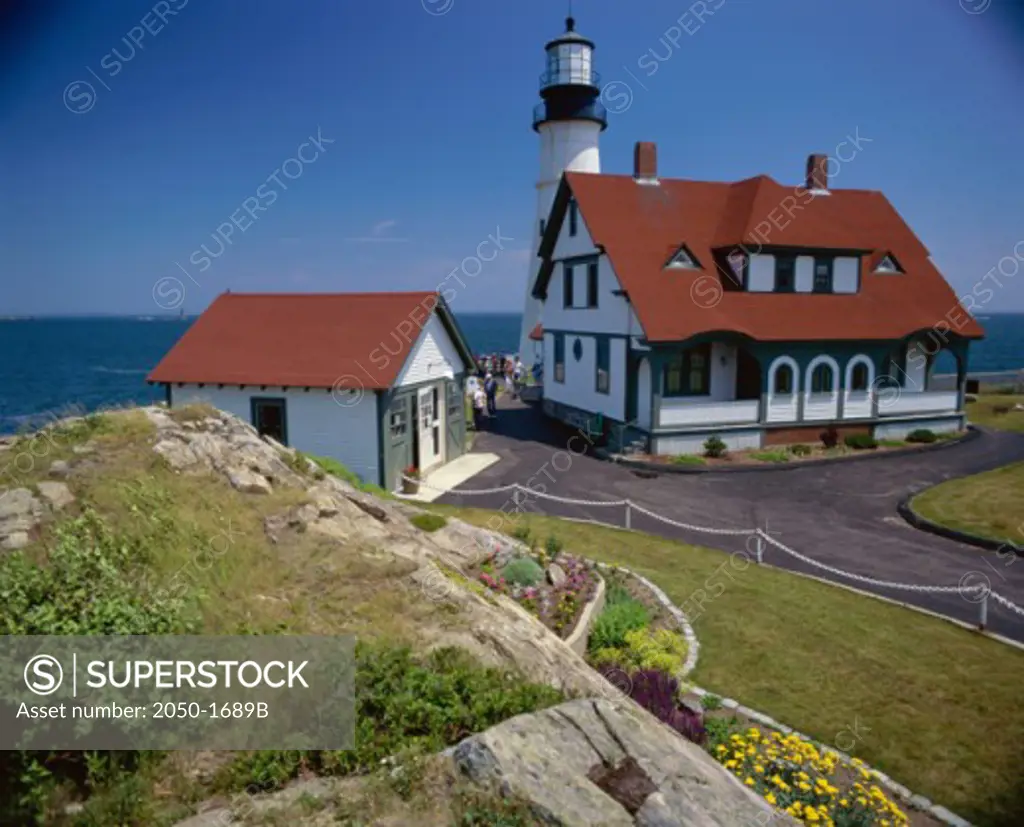 Lighthouse on the coast, Portland Head Lighthouse, Cape Elizabeth, Maine, USA
