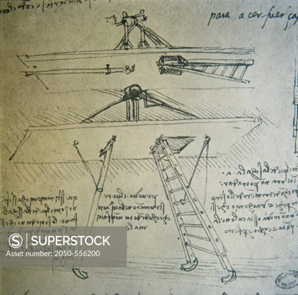 Aviation Drawing (Reversed Lettering) Leonardo da Vinci 1452-1519 Florentine 