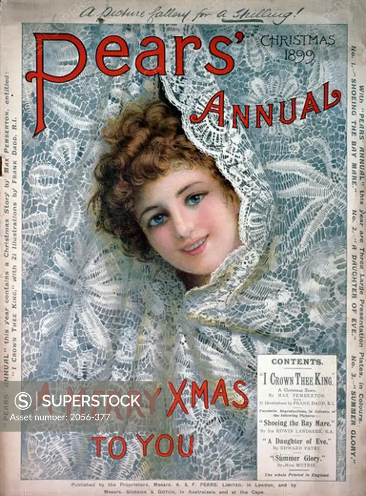 Woman Peeking Through Lace Curtain, 1898, Nostalgia Cards, Pears Annual