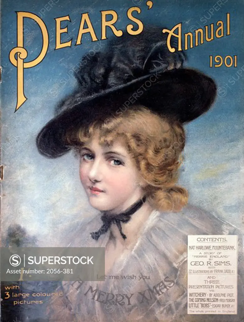Portrait of a Woman in a Black Hat, 1901, Nostalgia Cards, Pears Annual