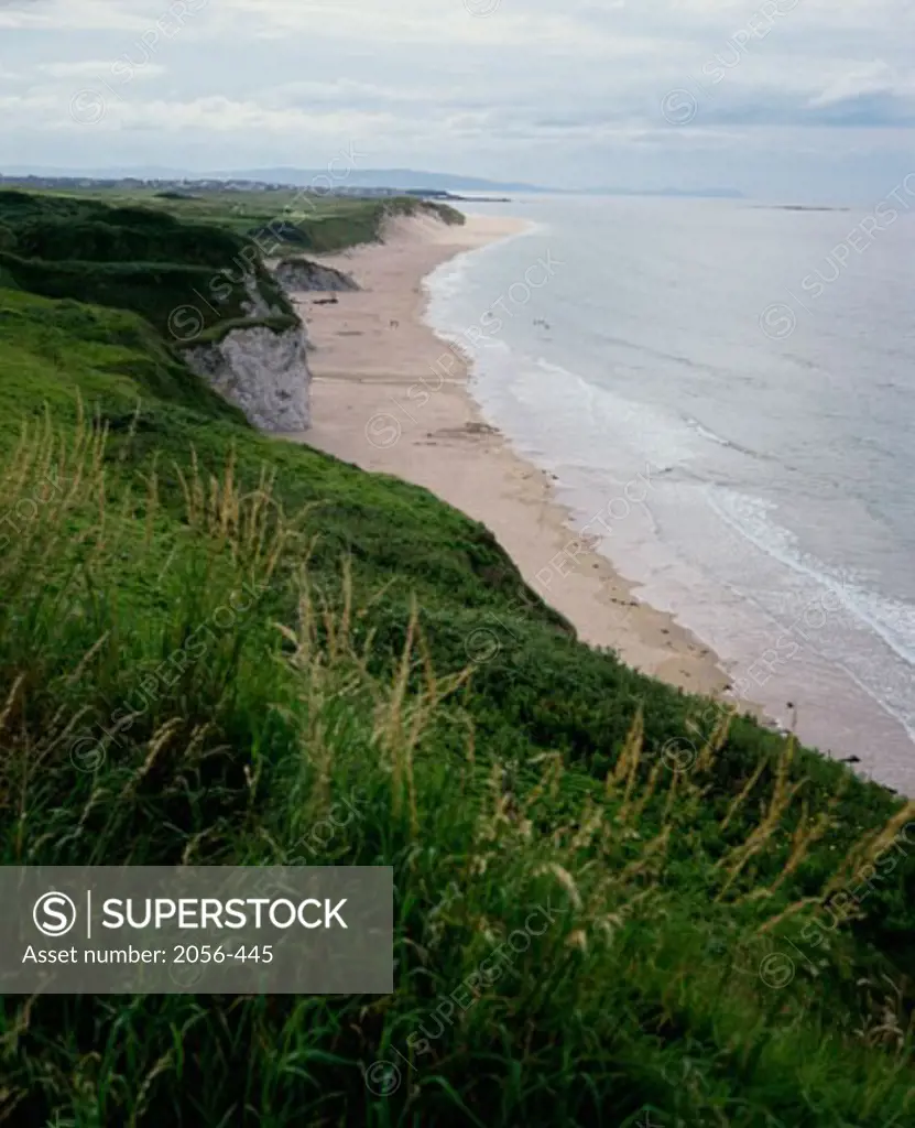 High angle view of a beach, Portrush Beach, Northern Ireland