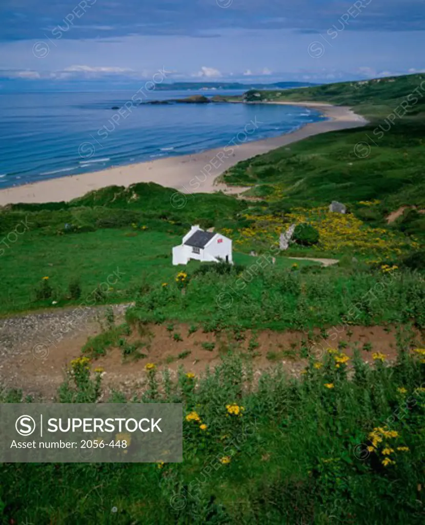 Panoramic view of White Park Bay, County Antrim, Northern Ireland
