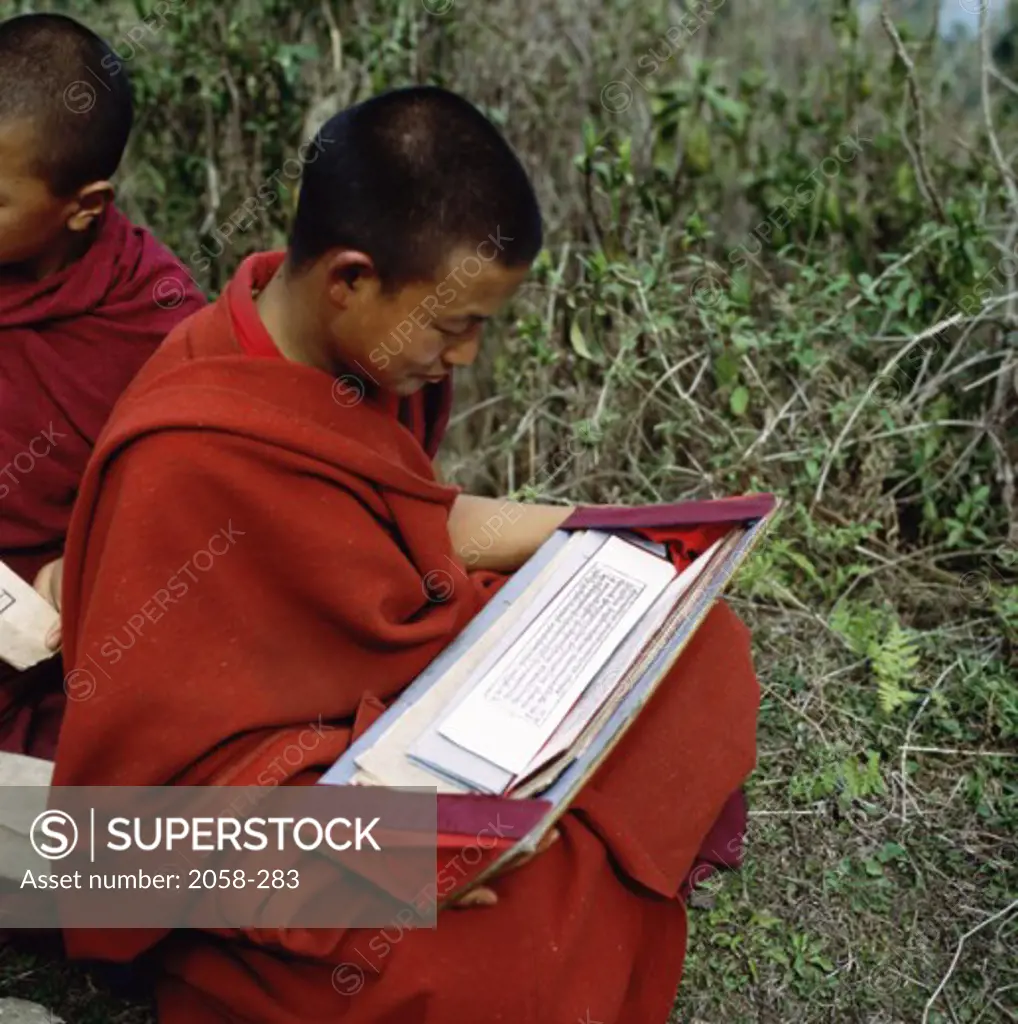 Monk Studying the Sutras Bhutan