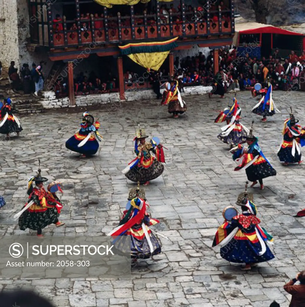 Dance of the 21 Black Hats  Paro Festival Bhutan