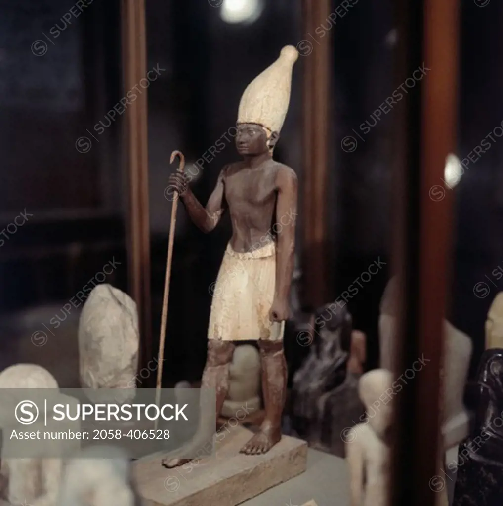 Senustet I Statue  C.2230 BC Egyptian Art(- ) Woodcut Print Egyptian Museum, Cairo, Egypt 
