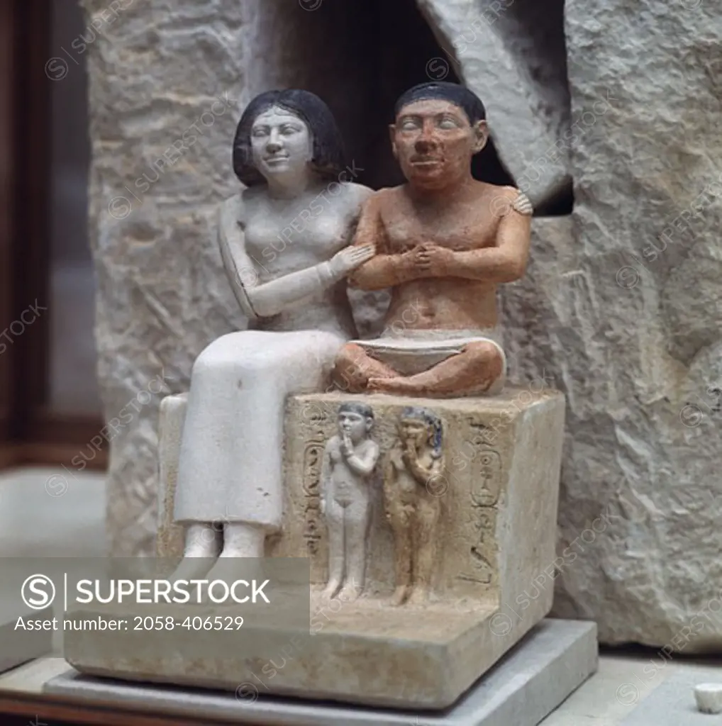 Seneb & His Family C.2300 BC Egyptian Art Sculpture Egyptian Museum, Cairo, Egypt