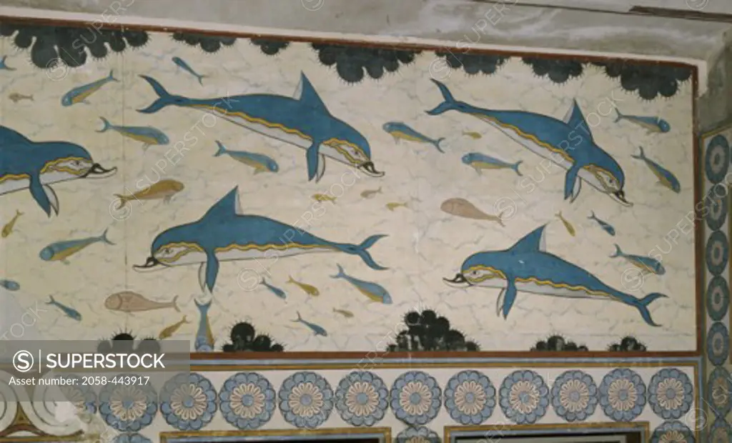 Dolphin Fresco, From the Apartment of the Queen Greek Art 