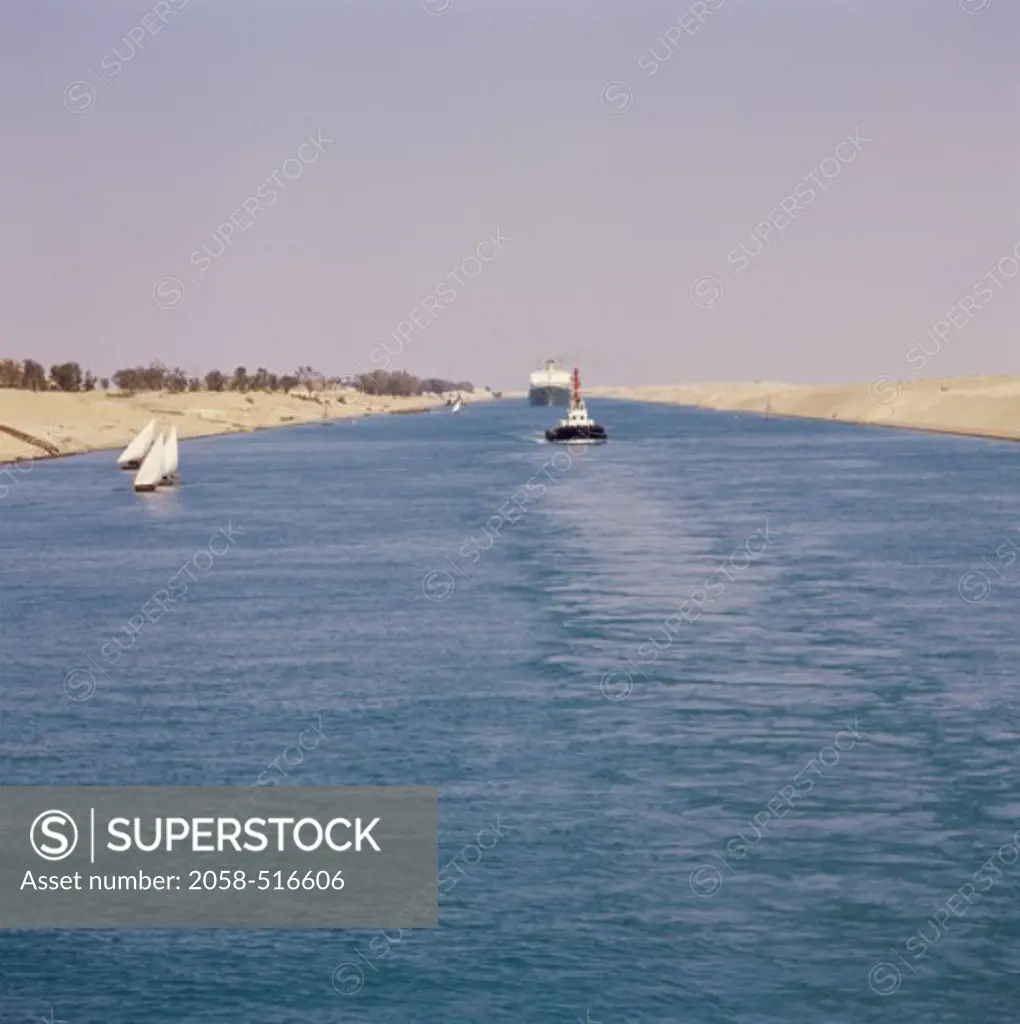 Suez Canal Between Ismailia and Great Bitter Lake Egypt