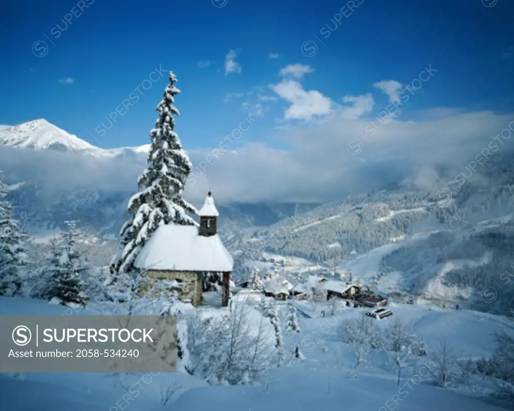 Panoramic view of a snow covered landscape, Badgastein, Tirol, Austria