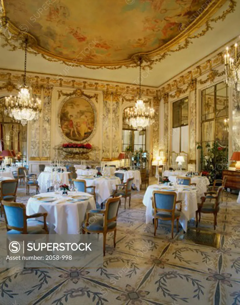 Interior of a Dining Room, Hotel Meurice, Paris, France