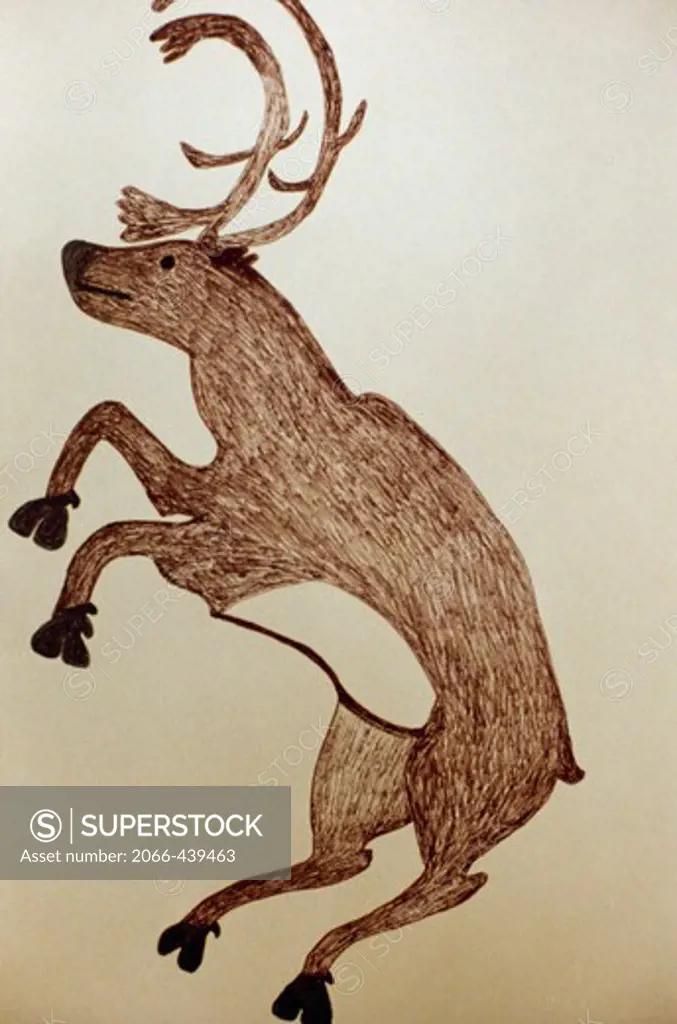 Rearing Buck, illustration and painting, Eskimo Art