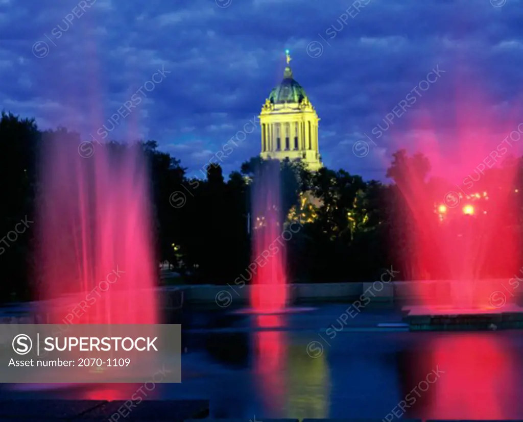 Water fountain in front of Legislative Building, Winnipeg, Manitoba, Canada