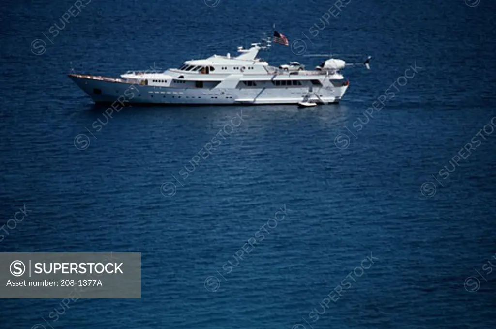 High angle view of a yacht in the sea