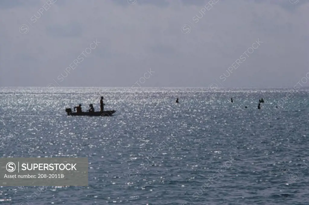 People on a boat in the sea
