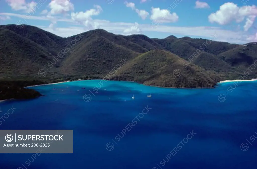 High angle view of mountains near the sea, St. John, US Virgin Islands