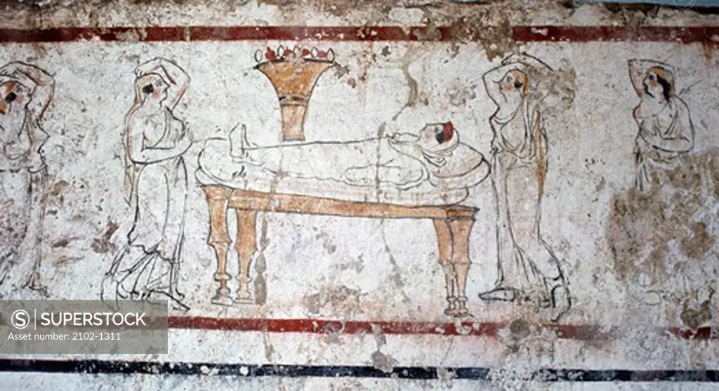 Italy, Paestum, Gaudio Tomb fresco, Greek Art
