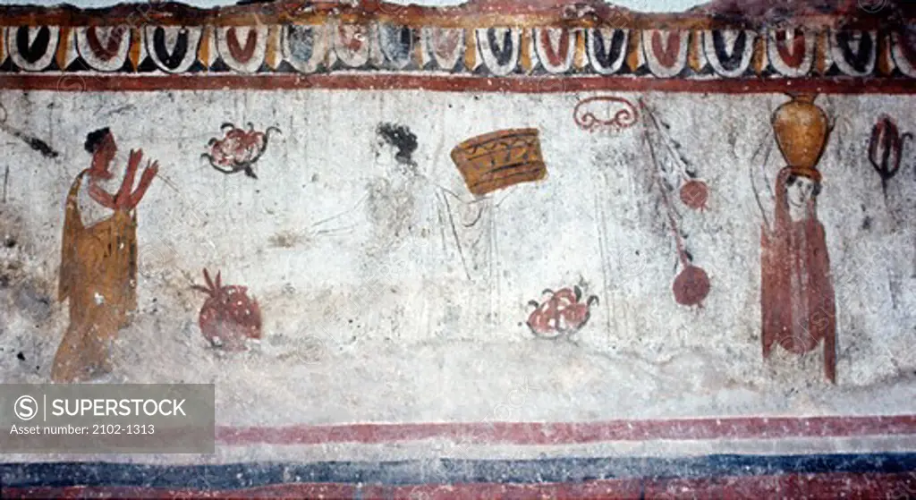 Italy, Paestum, Gaudio Tomb fresco, Greek Art