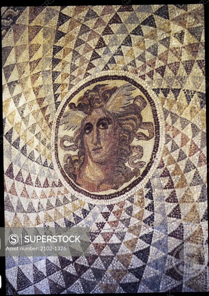 Medusa  Mosaic  Artist Unknown (Athens)  Museum, Athens  