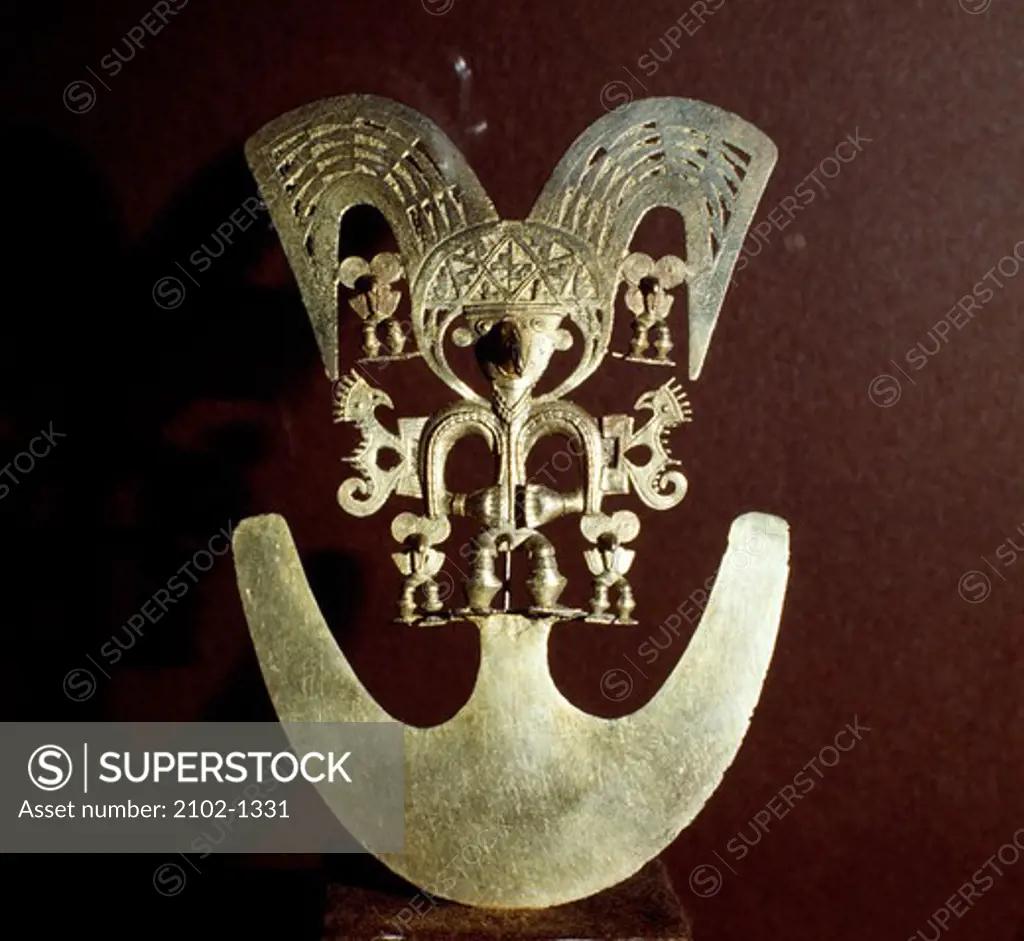 Golden artifact from Tierradentro Culture, Colombia, Bogota, Museo del Oro, Pre-Columbian Art