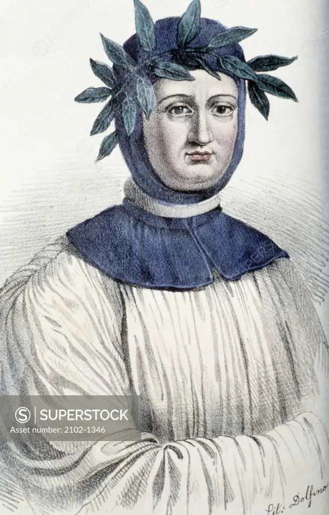 Portrait of Francesco Petrarca by unknown artist, Italy, Turin, Biblioteca Nazionale