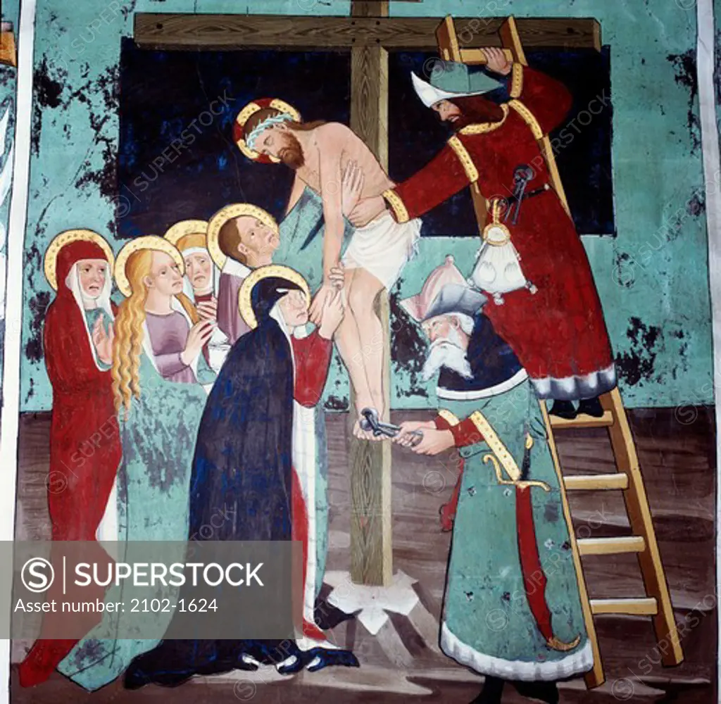 Descent from The Cross, The Deposition by unknown artist, circa 1446, France, Lanslevillard, Saint Sebastien Chapel