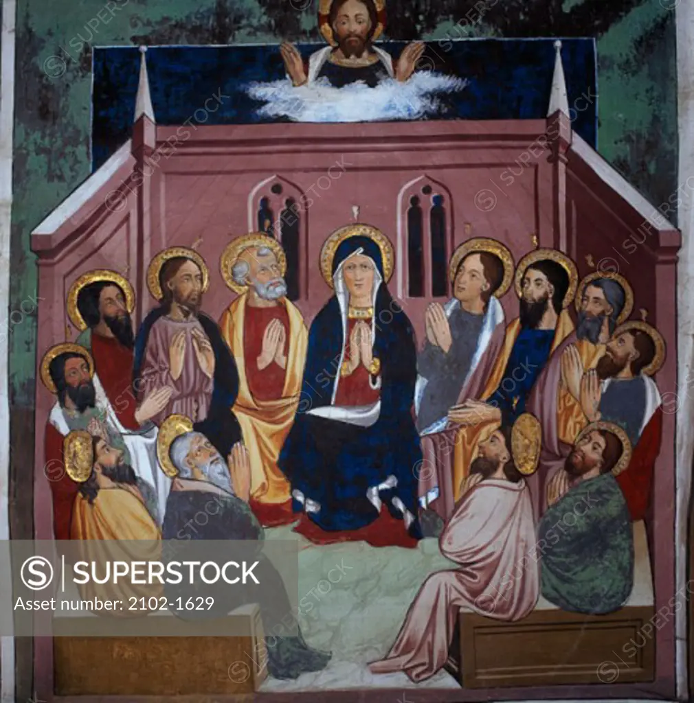 The Pentecost ca. 1446 Artist Unknown Fresco Saint Sebastien Chapel, Lanslevillard, France