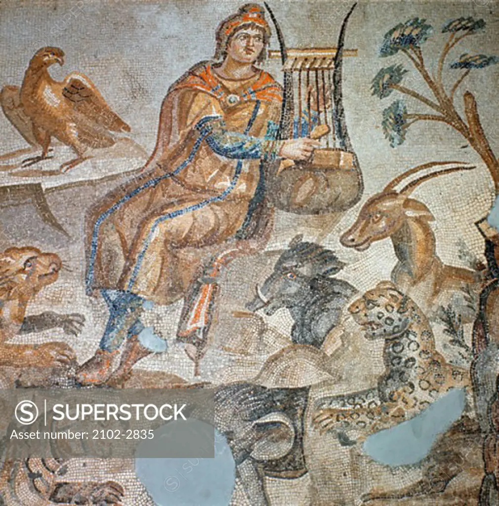 Orpheus Mosaic found at Antioch  Roman Art Hatay Archaeological Museum, Antakya, Turkey