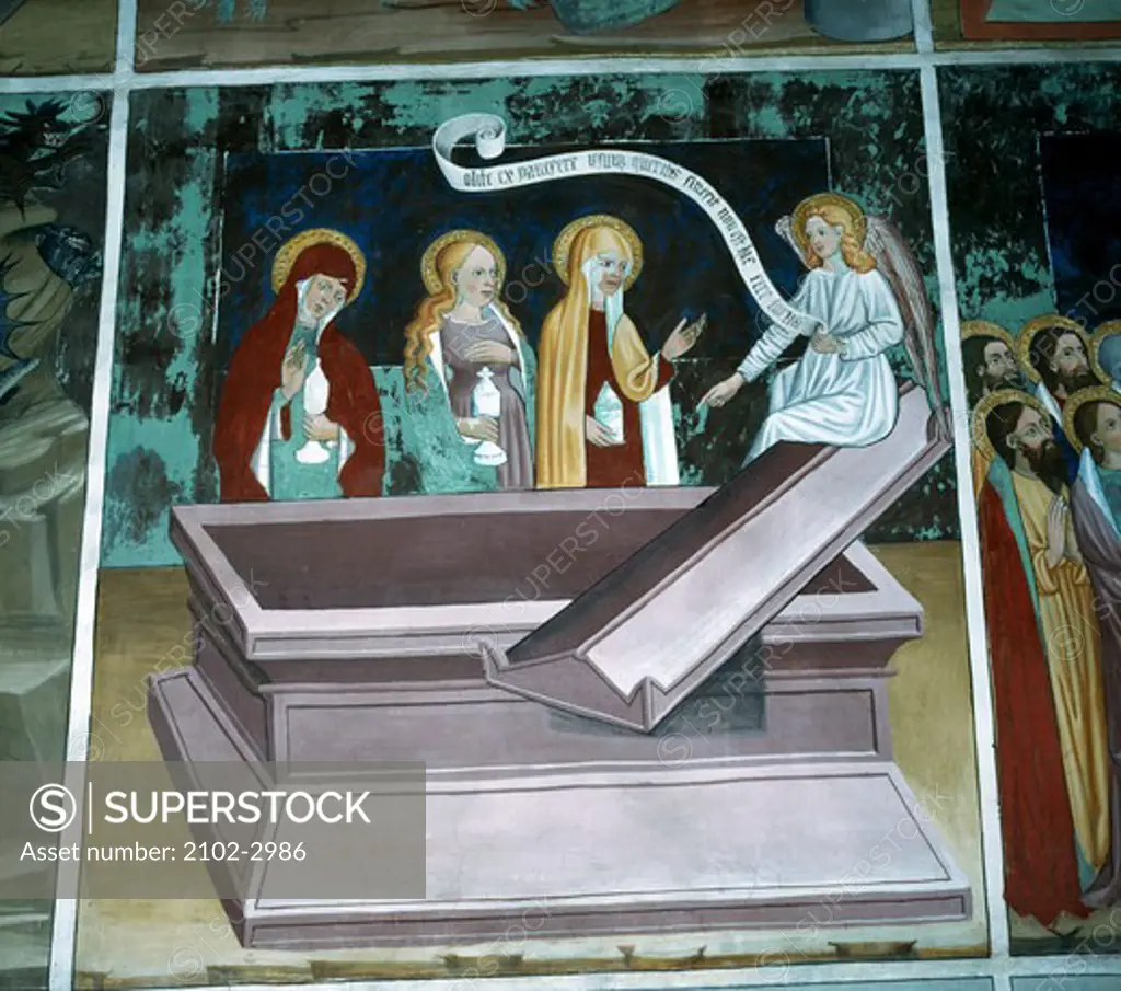 France,  Lanslevillard,  St. Sebastien Chapel,  Tomb of Christ,  fresco