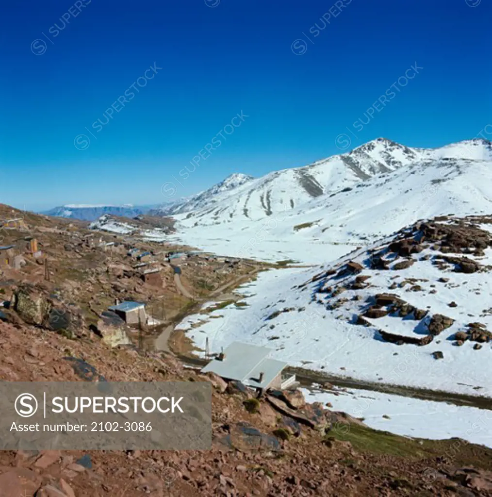 Snow covered hilly landscape, Morocco