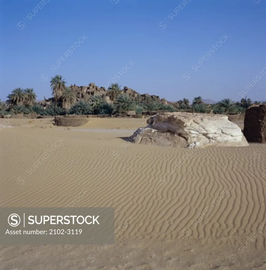 Ruins of a building in a desert, Tenere Desert, Djado, Niger