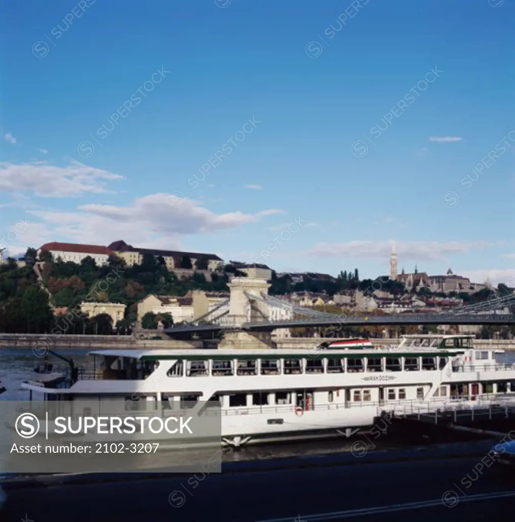 Ferry on a river, Danube River, Budapest, Hungary