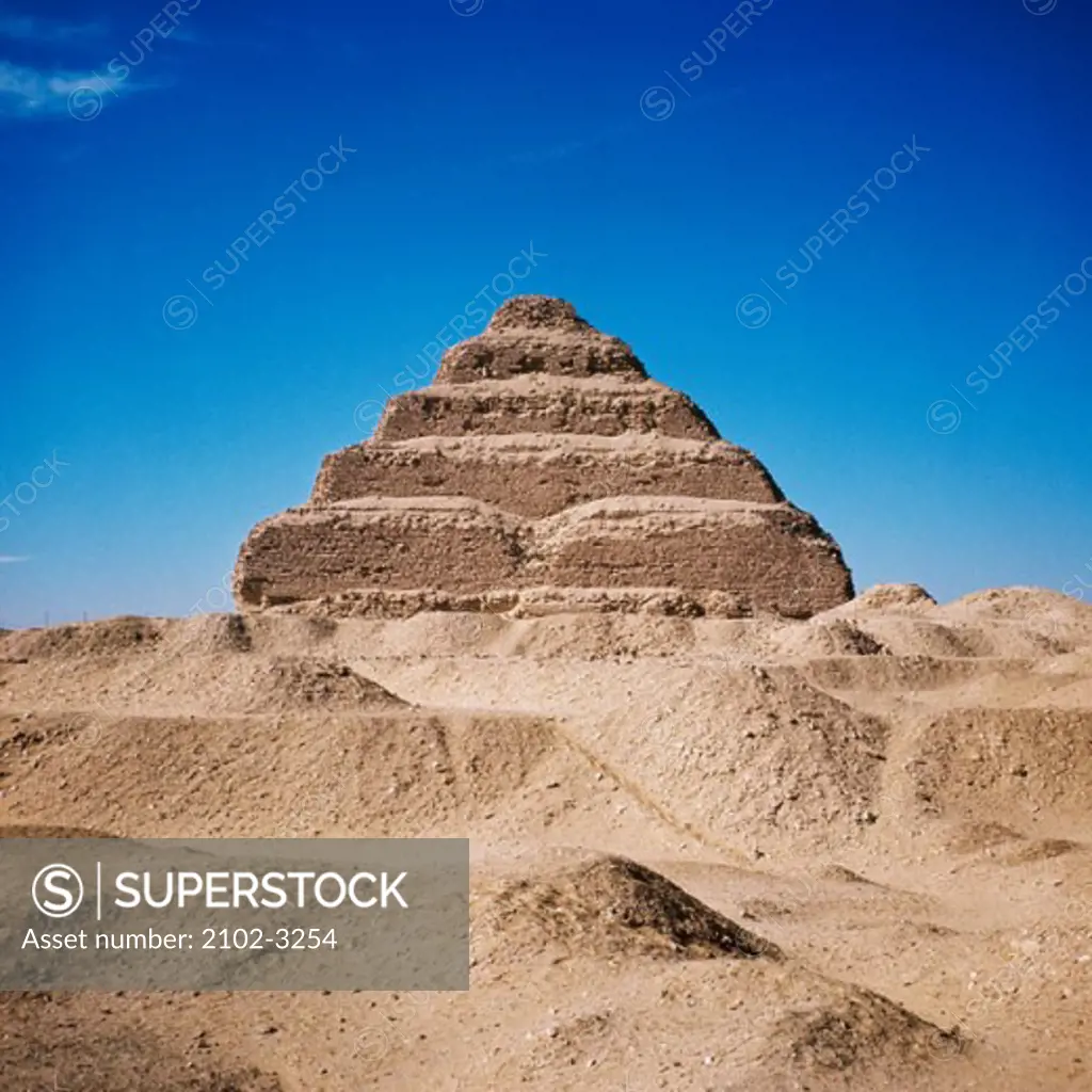 Low angle view of a pyramid, The Step Pyramid of Zoser, Saqqara, Egypt