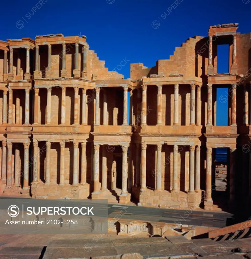 Old ruins of an ancient theatre, Roman Theatre, Sabratah, Libya