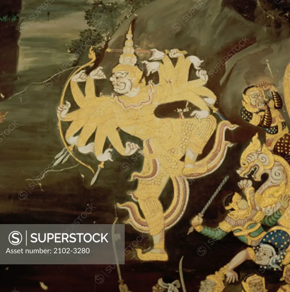 Mythological Fresco  Asian Art(- ) Fresco