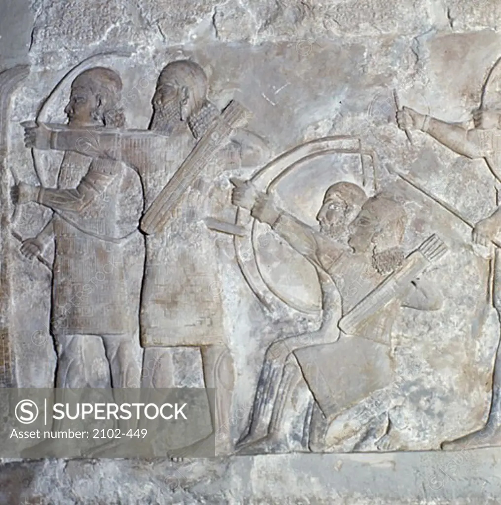 Assyrian Archers/Khorsabad,Mesopotamia Ancient Near East Relief Iraq National Museum, Baghdad, Iraq