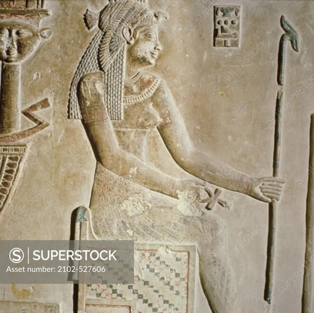 Cleopatra as a Goddess  ca.69-30 BC Egyptian Art  Relief Temple of the Goddess Hathor, Dendera, Egypt