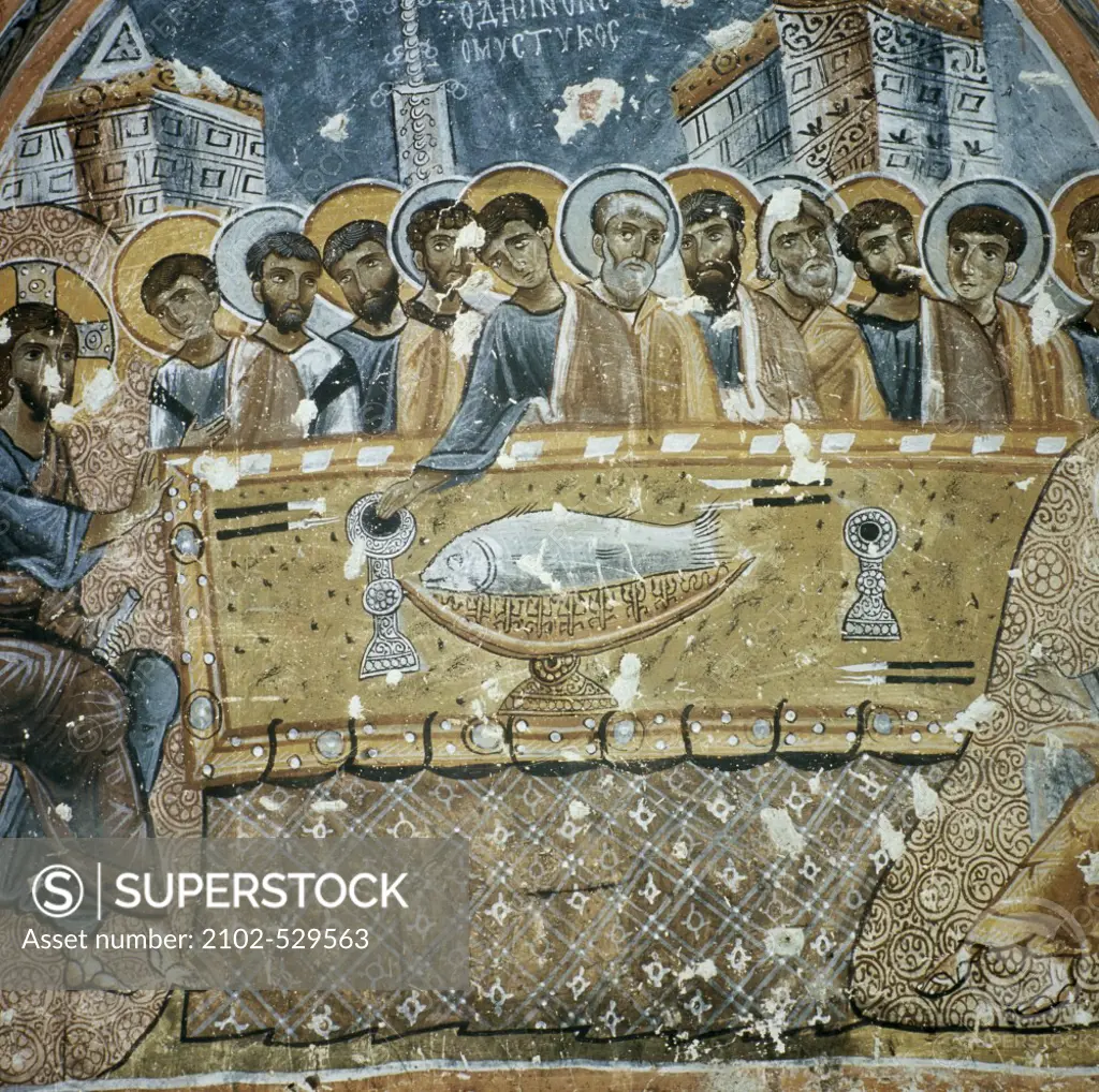 The Last Supper Mural  14th Century,  Artist Unknown  Fresco  Church in Goreme, Turkey 