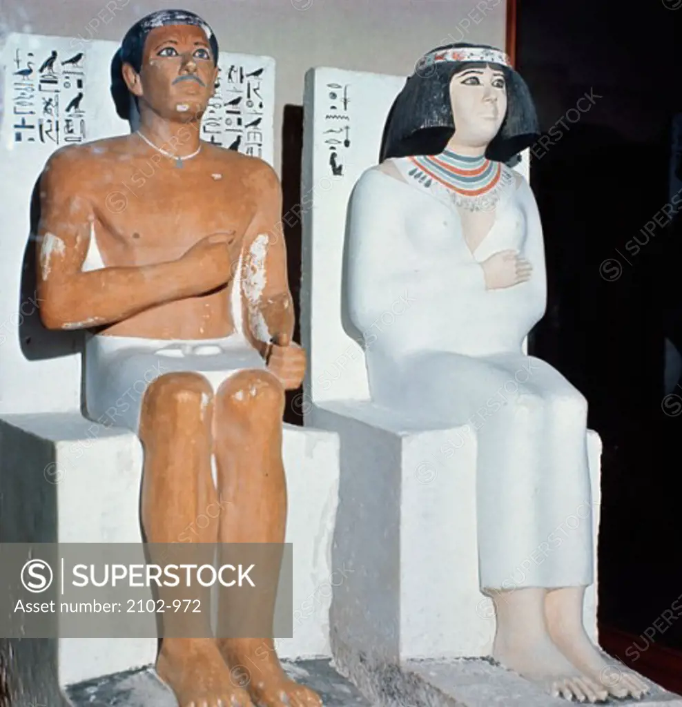 Rahotep And His Wife Nofret  Egyptian Art(- ) Egyptian Museum, Cairo, Egypt 