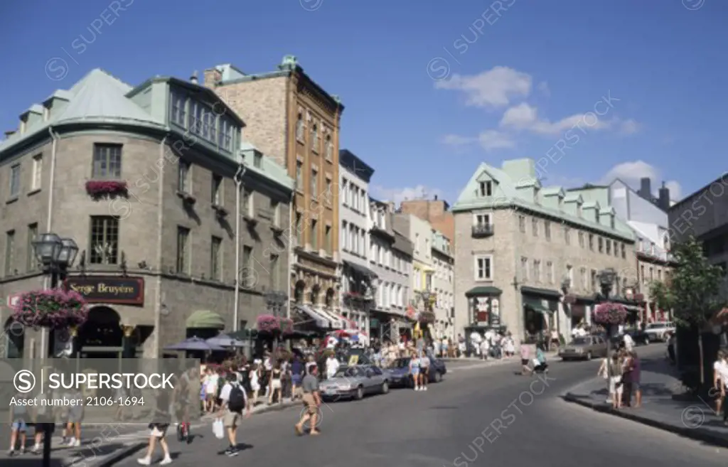 Tourists walking in a market, Rue St-Jean, Quebec City, Quebec, Canada